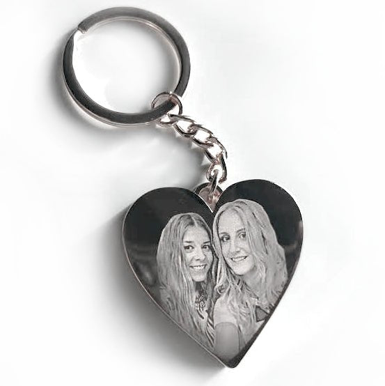 Personalised Special Date Key Ring - Engraved Stainless Steel Heart Shaped Keychain