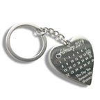 Personalised Special Date Key Ring - Engraved Stainless Steel Heart Shaped Keychain