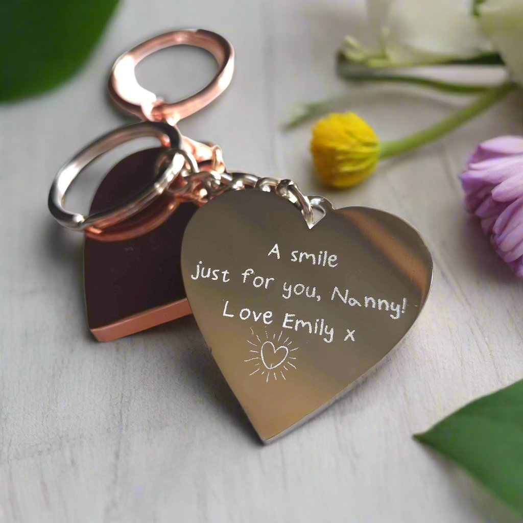 Personalised Special Date Key Ring - Engraved Stainless Steel Heart Shaped Keychain