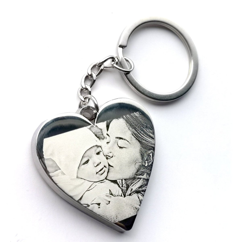 Personalised Special Date Key Ring - Engraved Stainless Steel Heart Shaped Keychain
