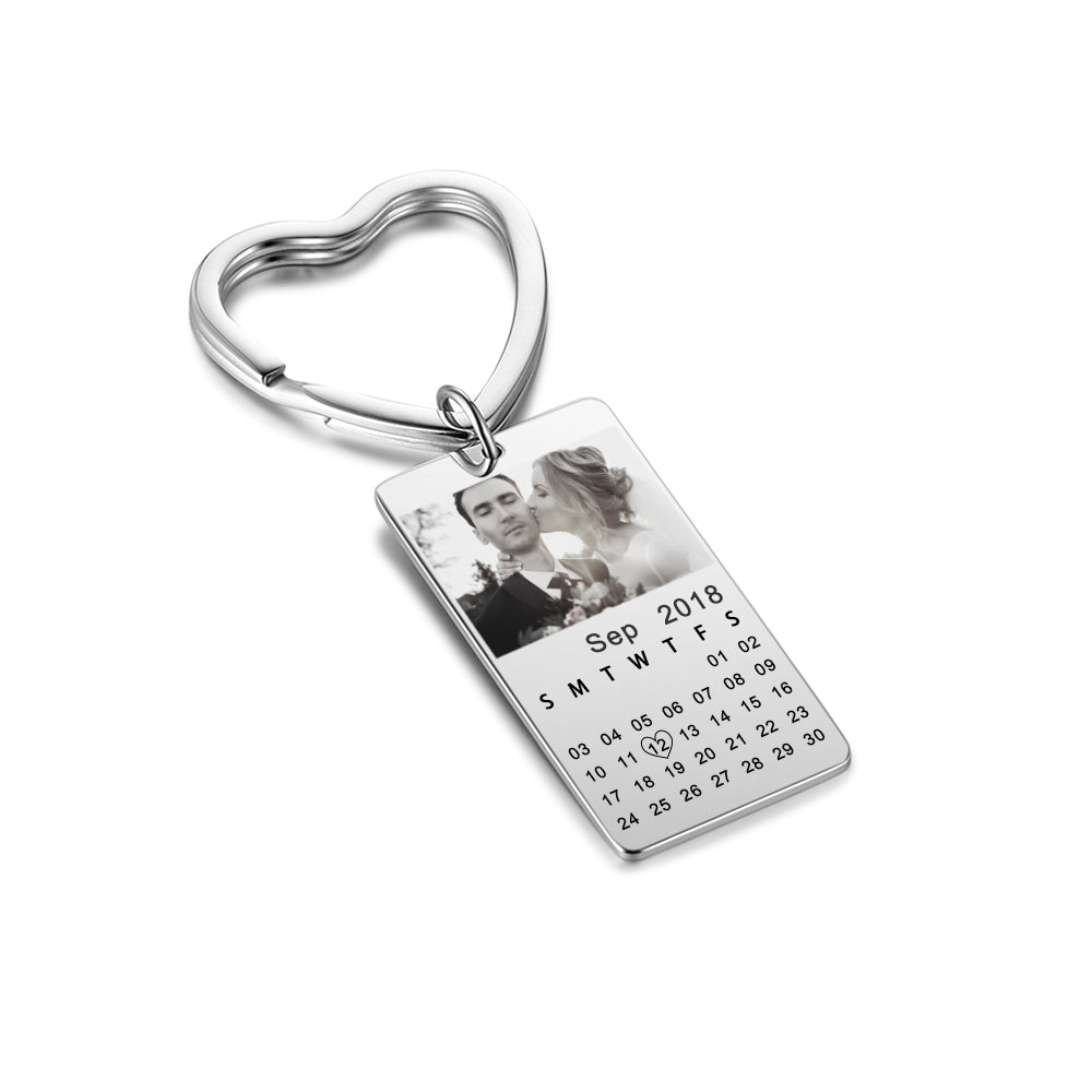 Photo Calendar Keychain - Personalised Anniversary Gift | Custom Photo Keyring