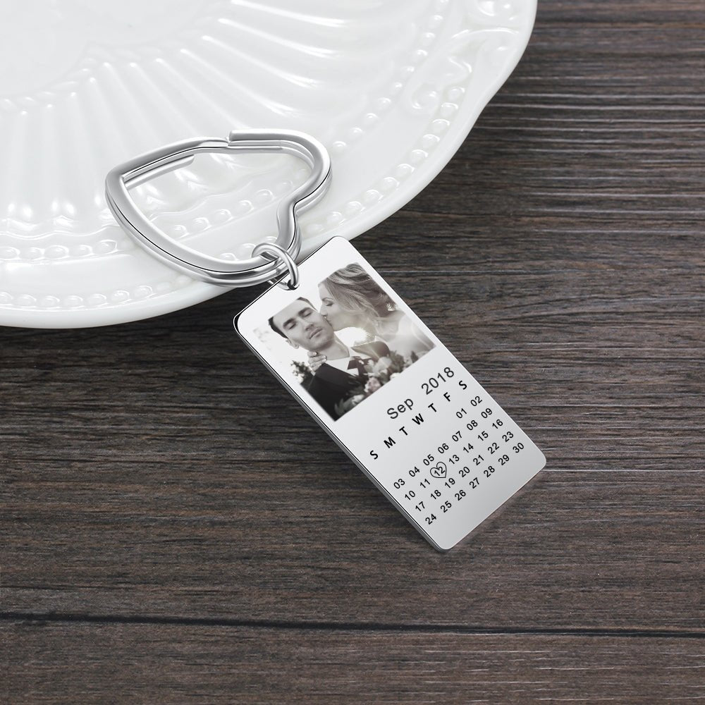Photo Calendar Keychain - Personalised Anniversary Gift | Custom Photo Keyring