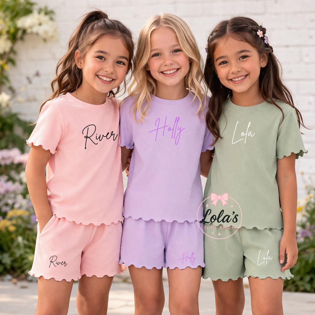 Personalised ribbed short sets