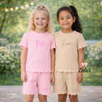 Personalised ribbed short sets