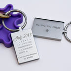 Personalised Calendar Keychain – Engraved Stainless Steel Special Date Keepsake Gift