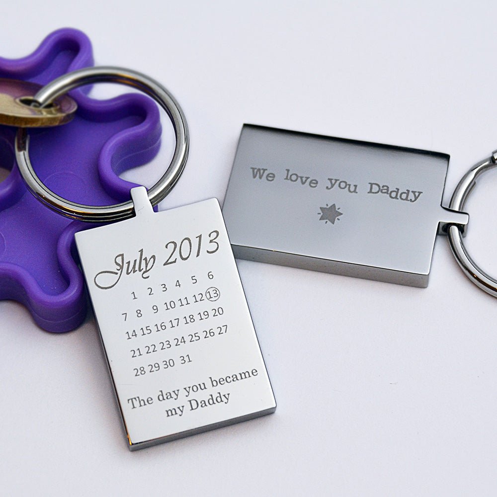 Personalised Calendar Keychain – Engraved Stainless Steel Special Date Keepsake Gift