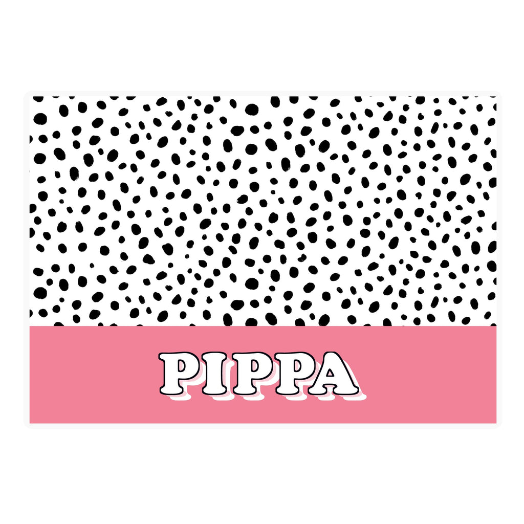 Personalised spotty blue/pink pet placemat - Lola’s gift shop <3Personalised spotty blue/pink pet placematLola’s gift shop <3
